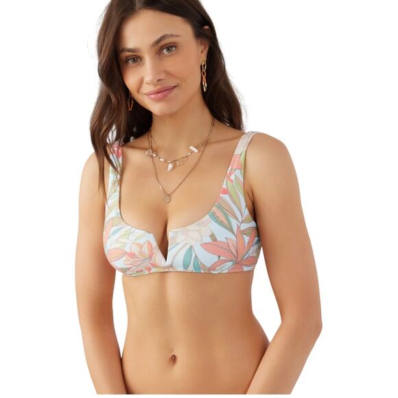 O'Neill Dalia Floral Popoyo V-Wire Bralette Bikini Top - Large - Picture 1 of 11
